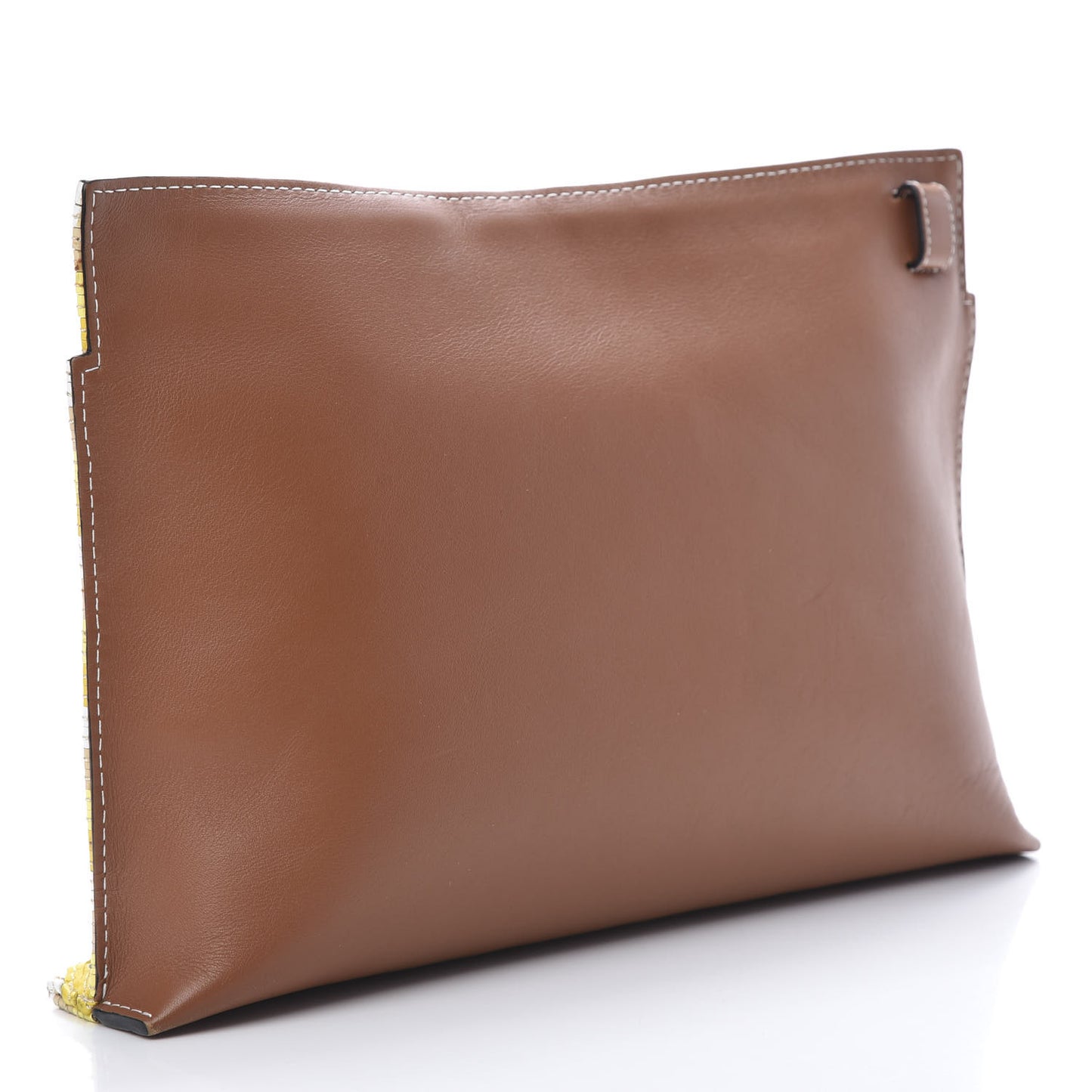 Calfskin Stitches Medium T Pouch Yellow