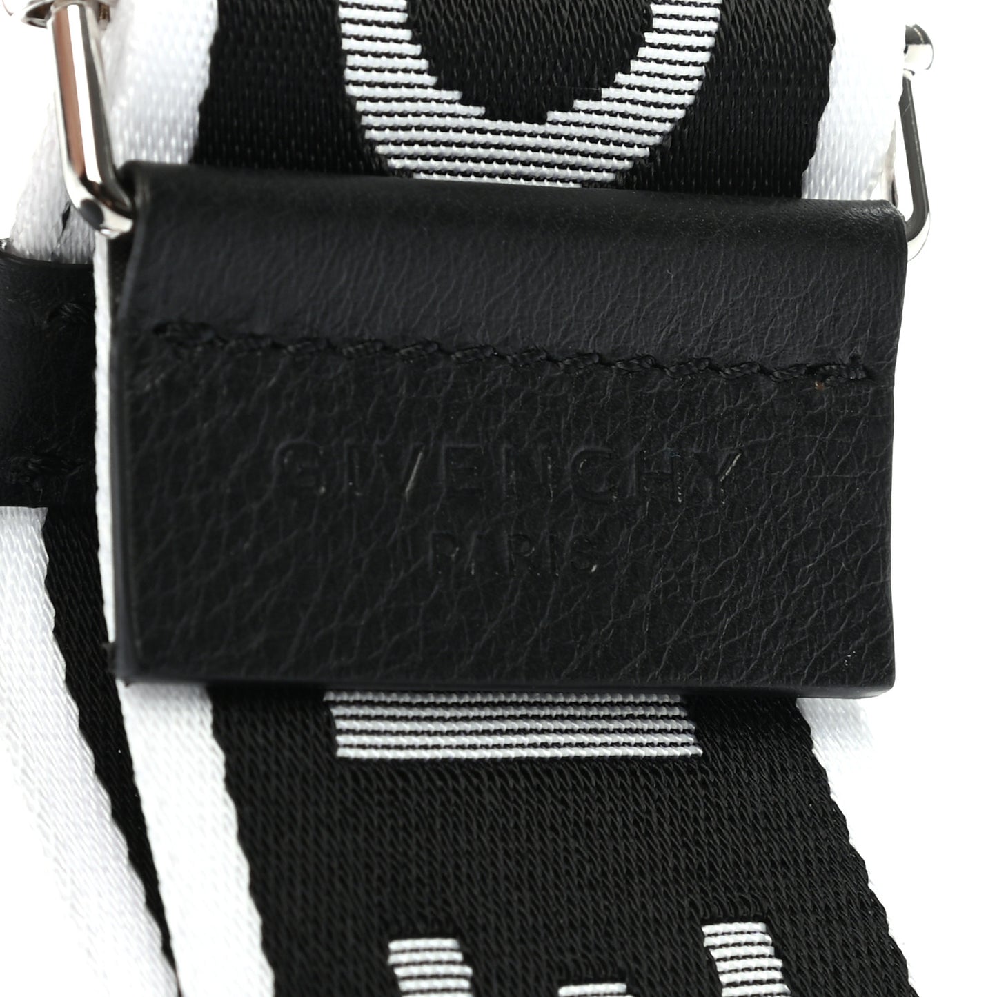 Canvas Logo Bag Strap Black White