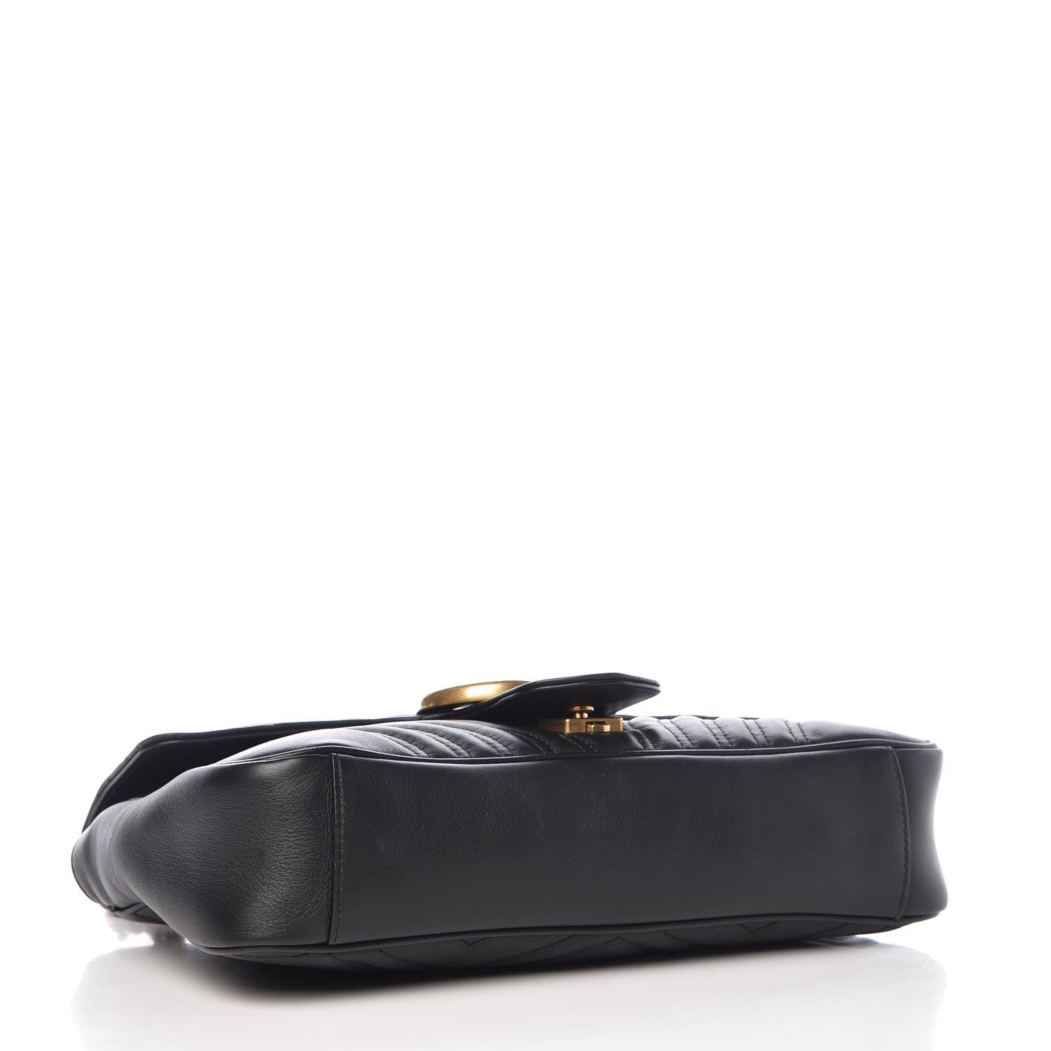 Gucci Calfskin Matelasse Medium GG Marmont Shoulder Bag Black 4 of 10