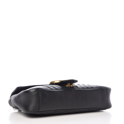 Gucci Calfskin Matelasse Medium GG Marmont Shoulder Bag Black 4 of 10