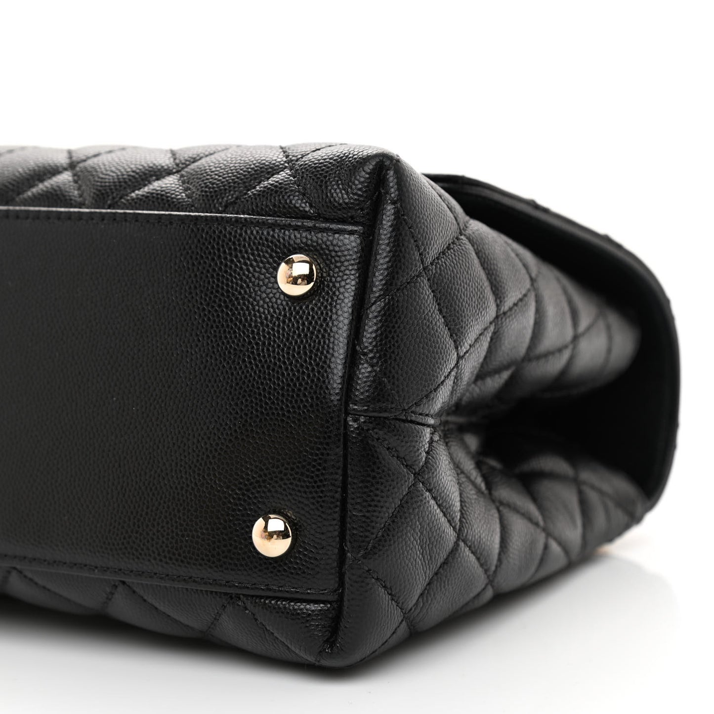 Caviar Quilted Small Coco Handle Flap Black
