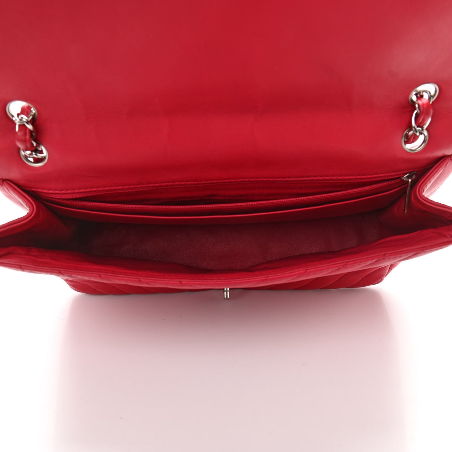 Lambskin Chevron Quilted Maxi Single Flap Red
