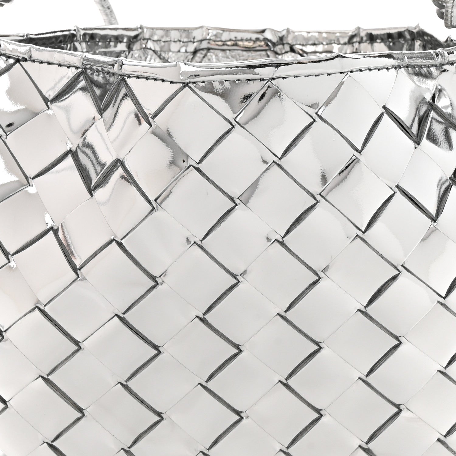 Bottega Veneta Mirror Laminated Nappa Intrecciato Mini Sardine Bag Silver 7 of 9