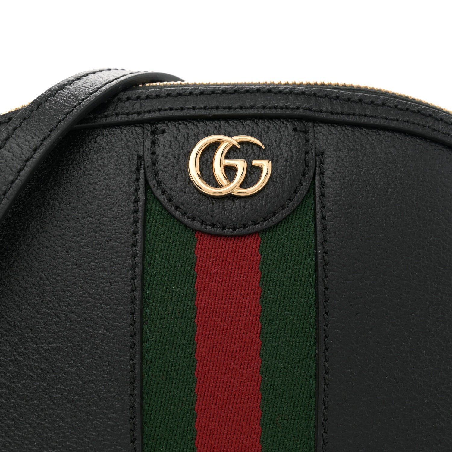 Gucci Calfskin GG Web Small Ophidia Dome Shoulder Bag Black 8 of 10