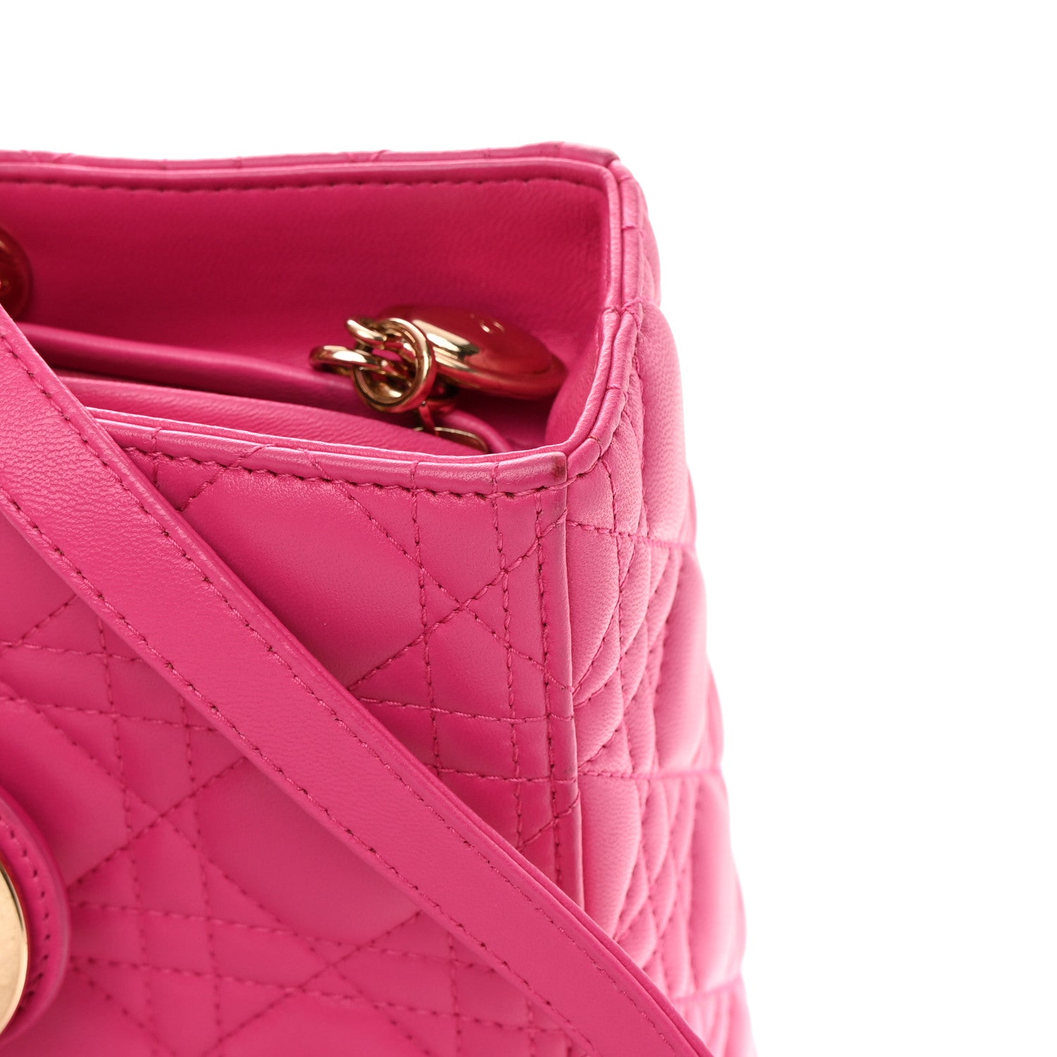 Christian Dior Lambskin Cannage Large Lady Dior Fuchsia 14 of 16