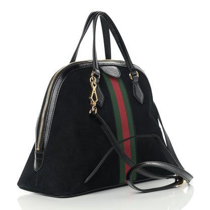 Gucci Suede Patent GG Web Medium Ophidia Top Handle Dome Bag Black 3 of 13