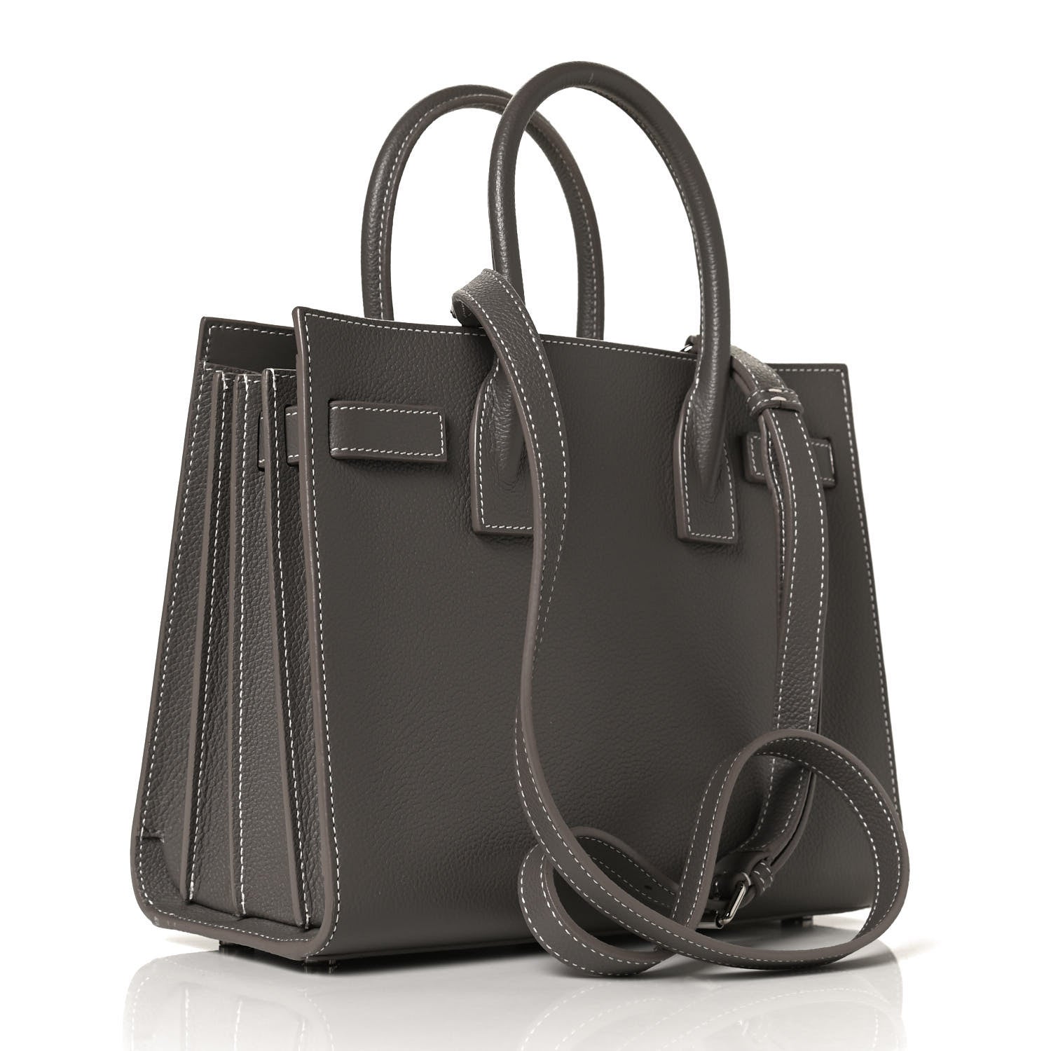 Saint Laurent Grained Calfskin Small Sac De Jour Fog 3 of 13