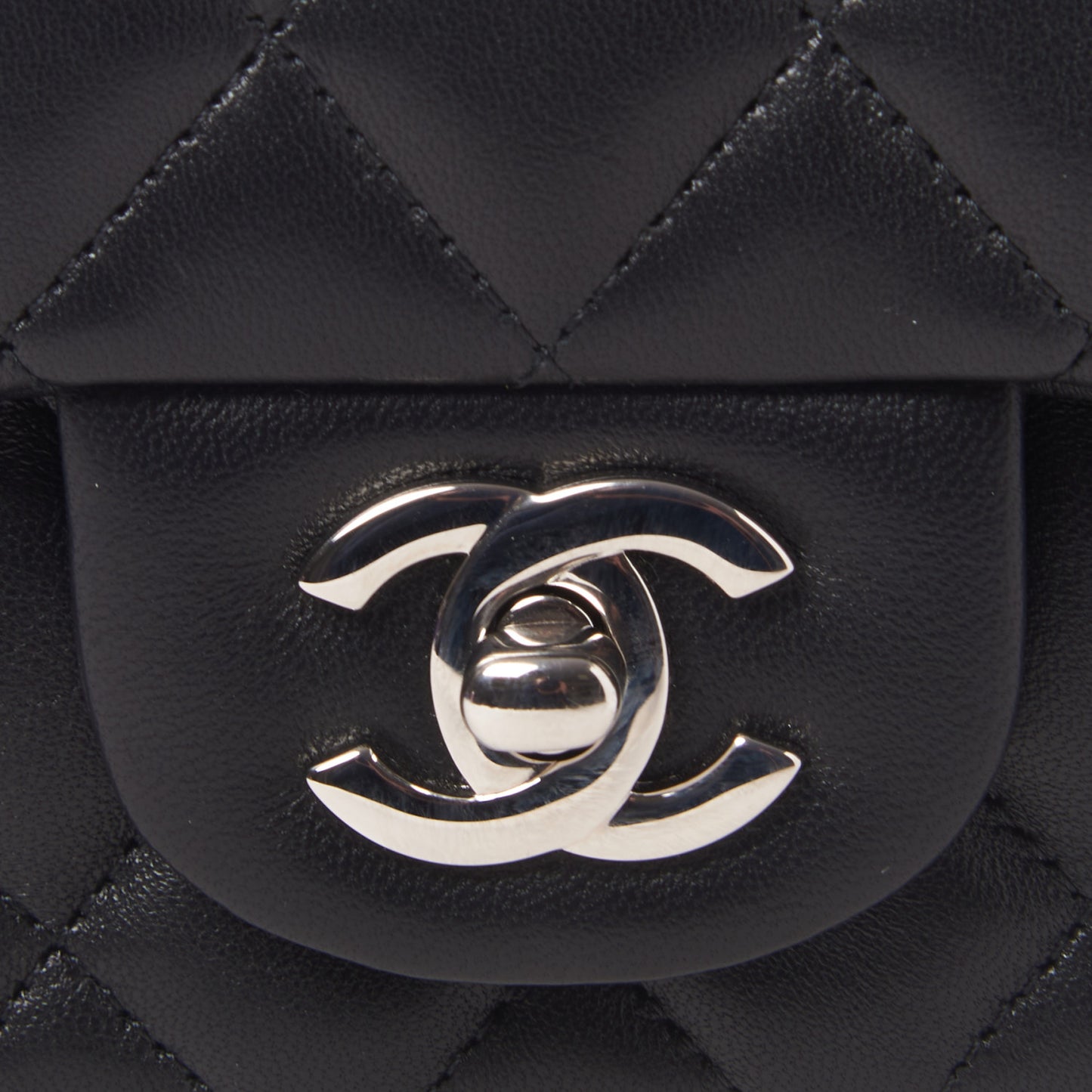 Lambskin Quilted Mini Square Flap Black