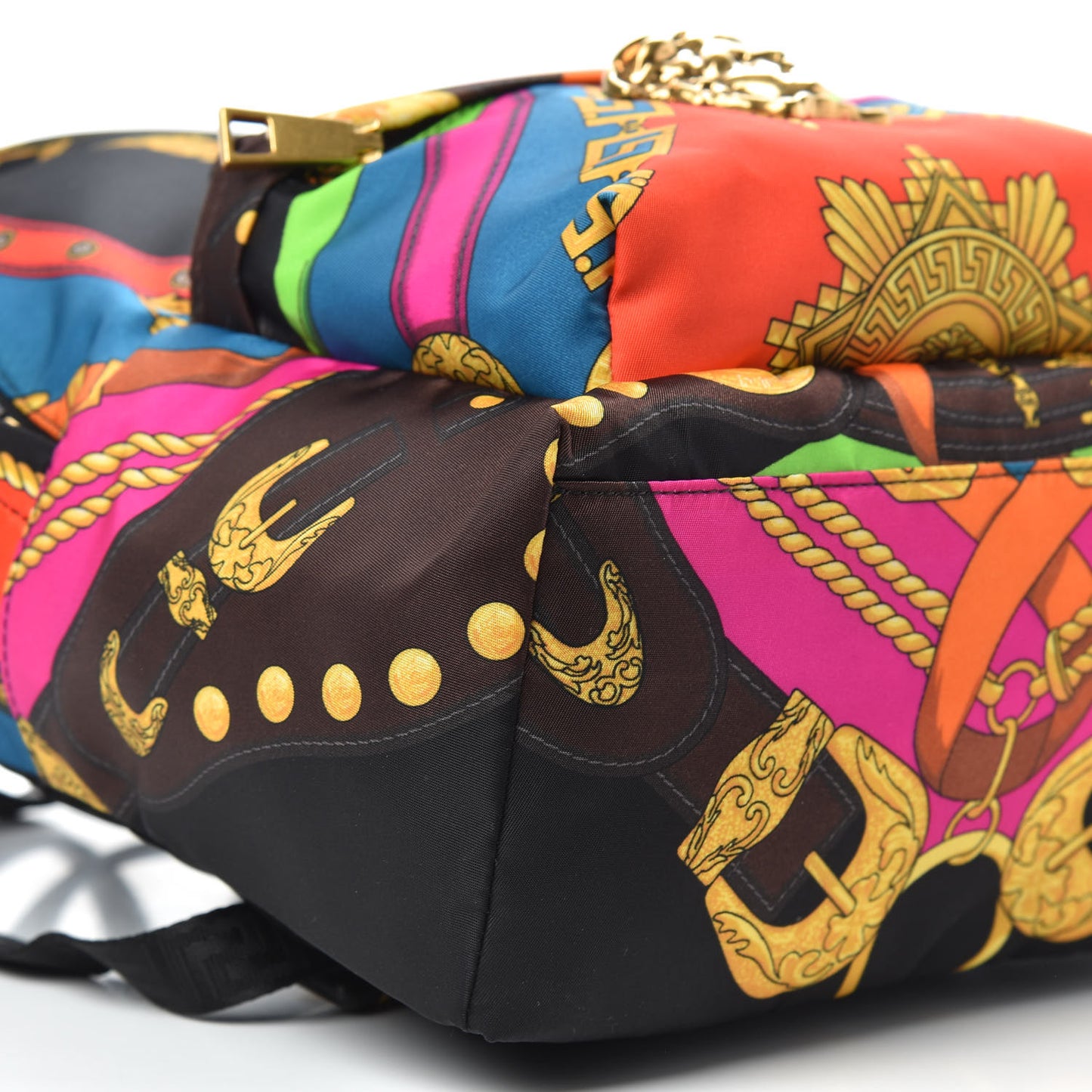 Nylon Palazzo Medusa Barocco Rodeo Print Backpack Black Multicolor
