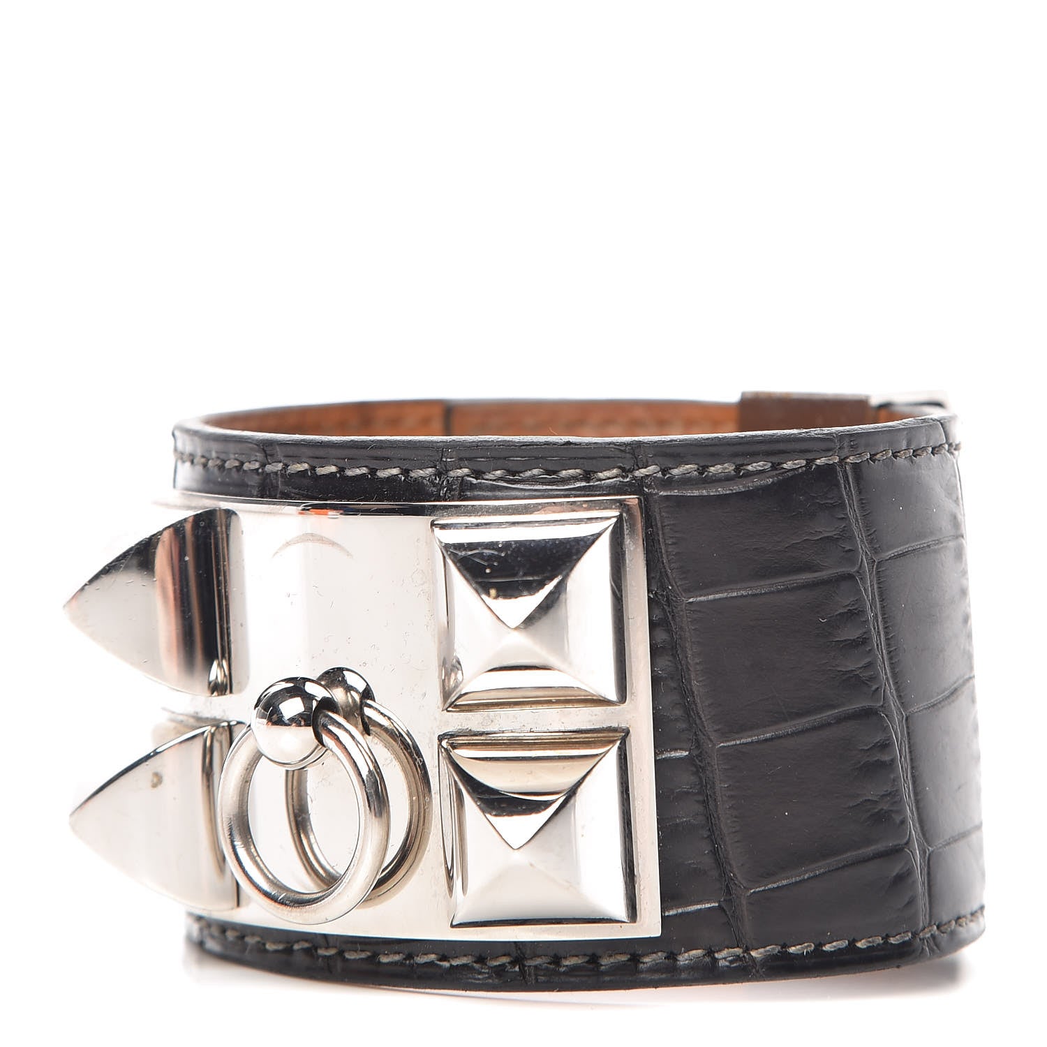 Hermes Matte Alligator Collier De Chien CDC Bracelet S Graphite 1 of 10