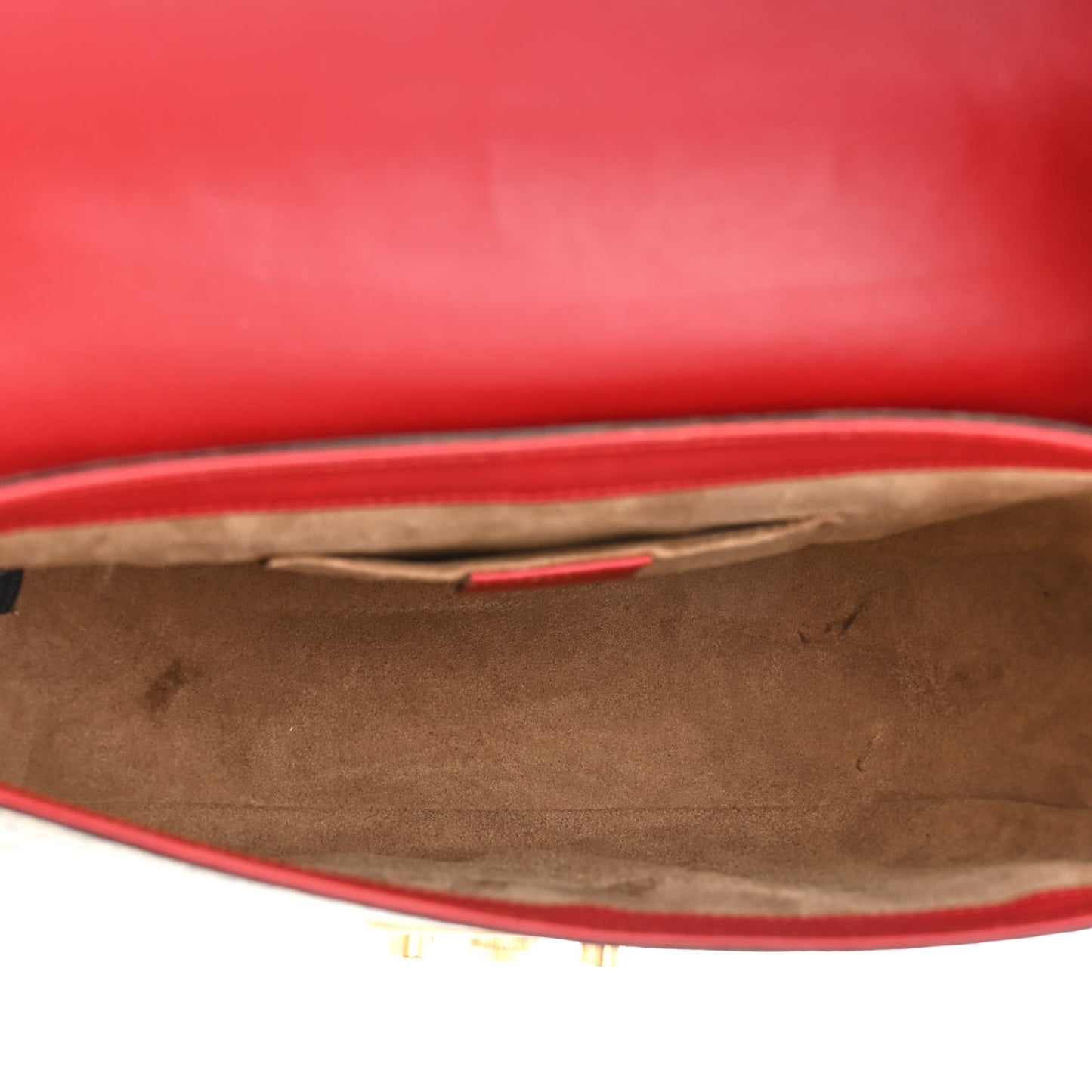 GG Supreme Monogram Calfskin Web Medium Padlock Messenger Shoulder Bag Beige Hibiscus Red New Rosette