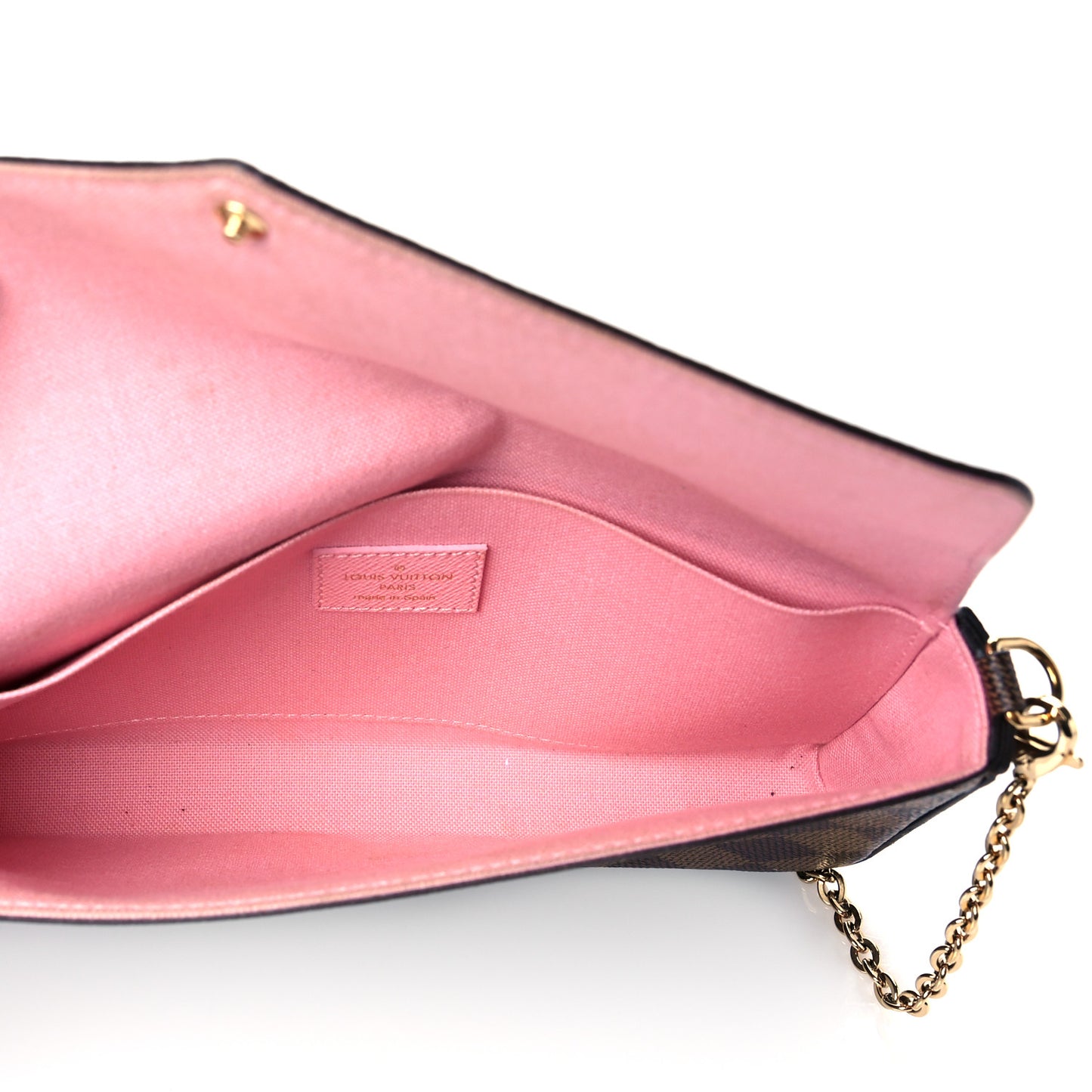 Damier Ebene Studded Pochette Felicie Chain Wallet