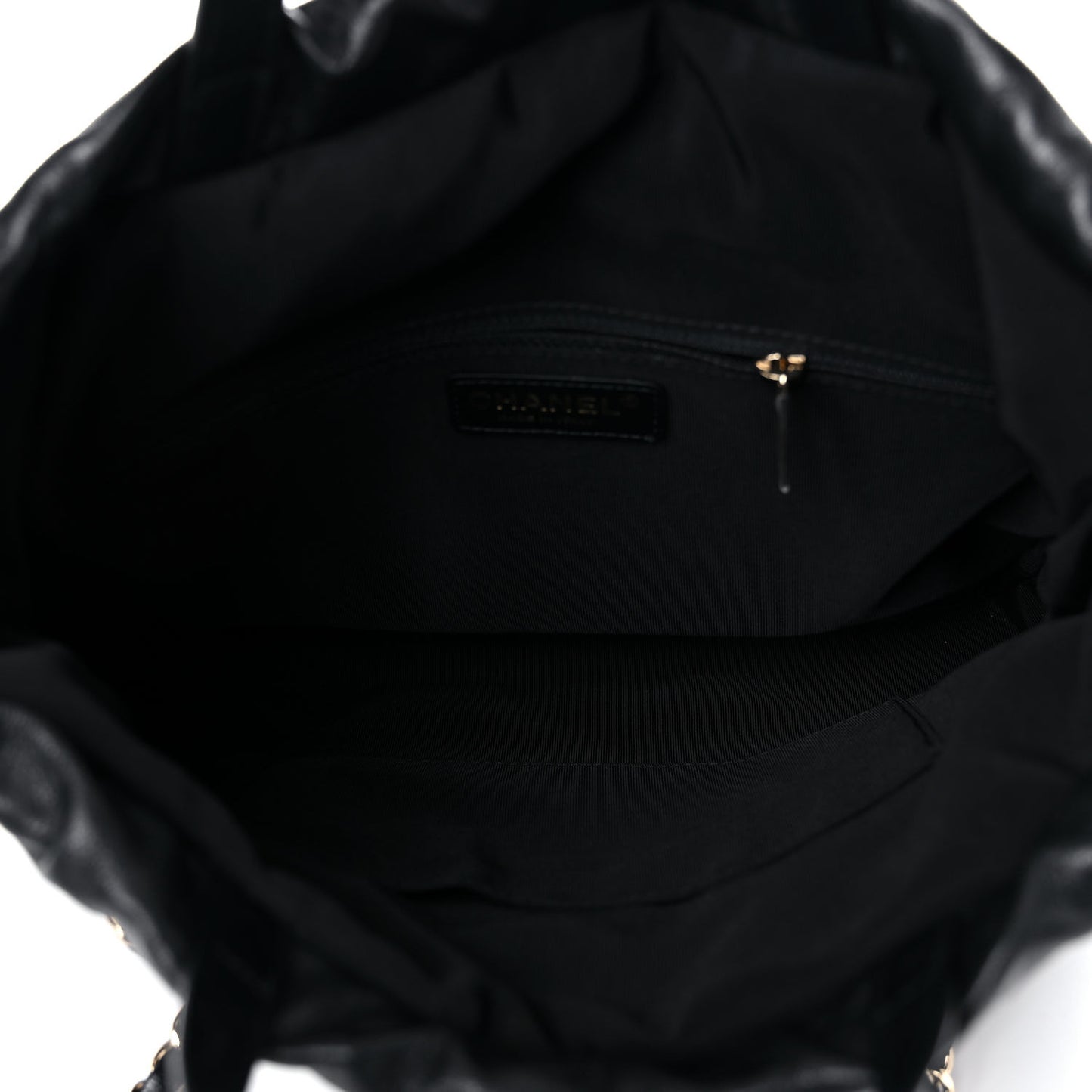 Lambskin Quilted Small Drawstring Shopping Bag Black