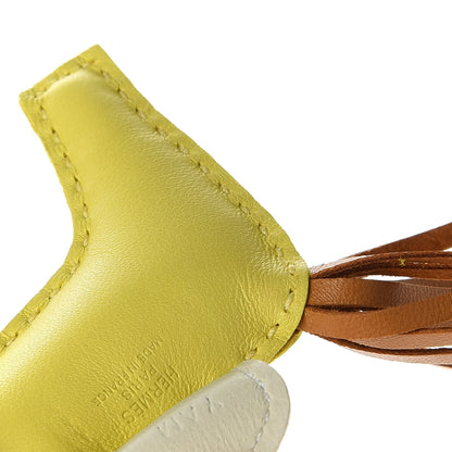 Hermes Milo Lambskin Grigri Rodeo Horse Bag Charm PM Lime Sesame Craie 3 of 4