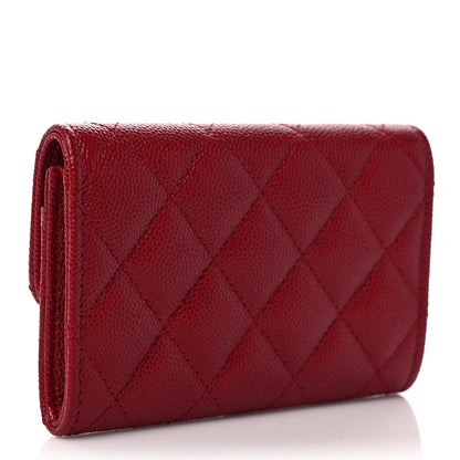 Chanel Caviar Quilted Flap Card Holder Wallet Dark Red 3 of 8