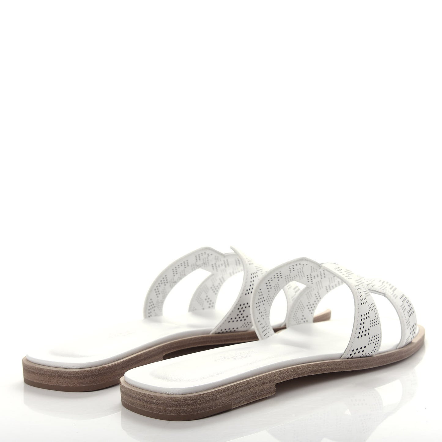 Calfskin Perforated Oran Sandals 36 White