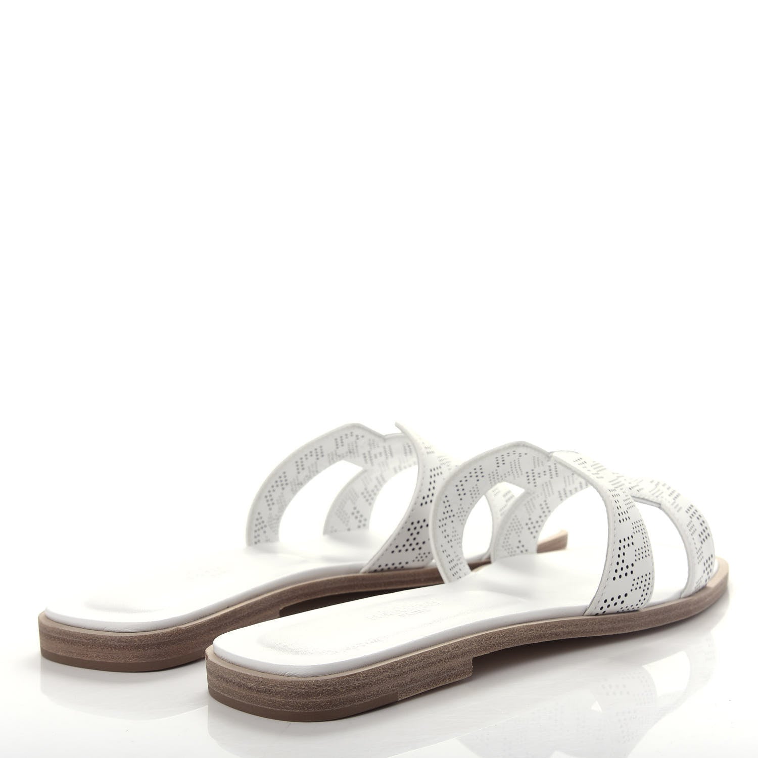 Hermes Calfskin Perforated Oran Sandals 36 White 4 of 10