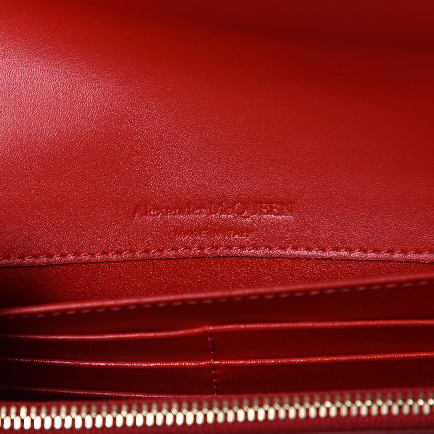 Calfskin Crystal Pin Envelope Wallet On Chain Red