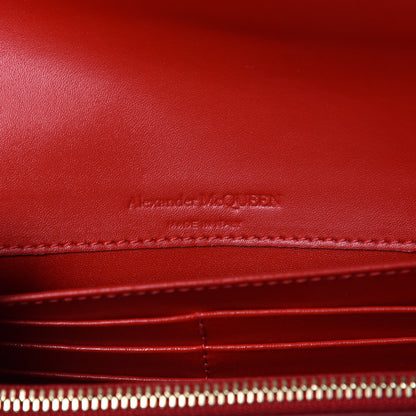 Alexander McQueen Calfskin Crystal Pin Envelope Wallet On Chain Red 8 of 9