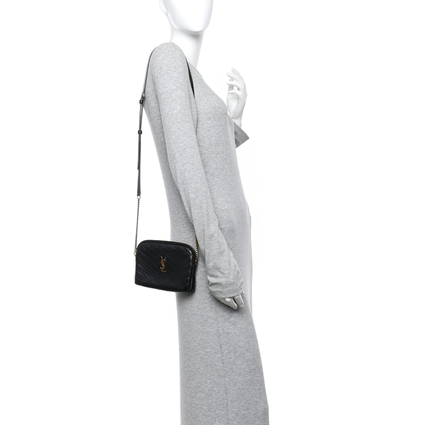 Lambskin Quilted Gaby Zipped Pouch Black