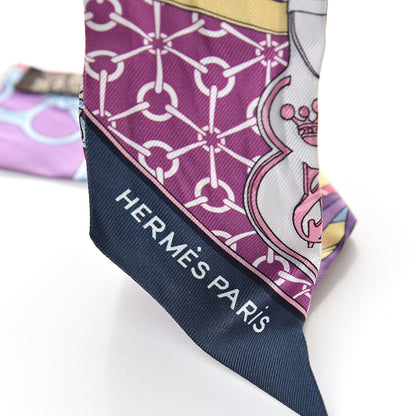 Hermes Silk La Promenade Du Matin Twilly Prune Rose Mauve 4 of 5