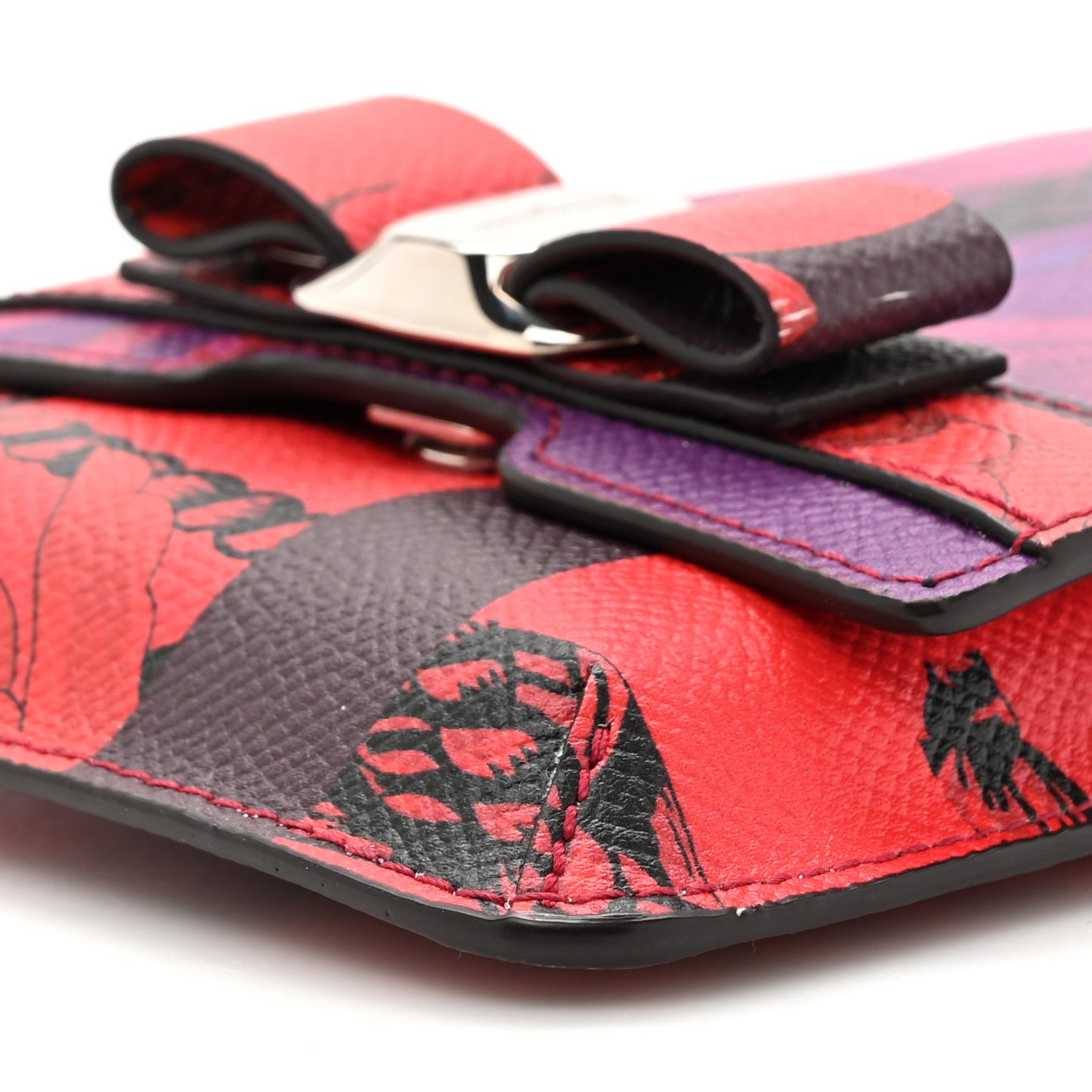 Printed Calfskin Vara Bow Phone Holder Multicolor