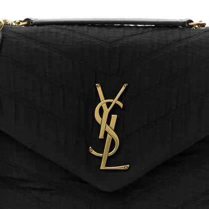 Saint Laurent Cotton Gauze Y Quilted Monogram Small Loulou Chain Satchel Black 9 of 11