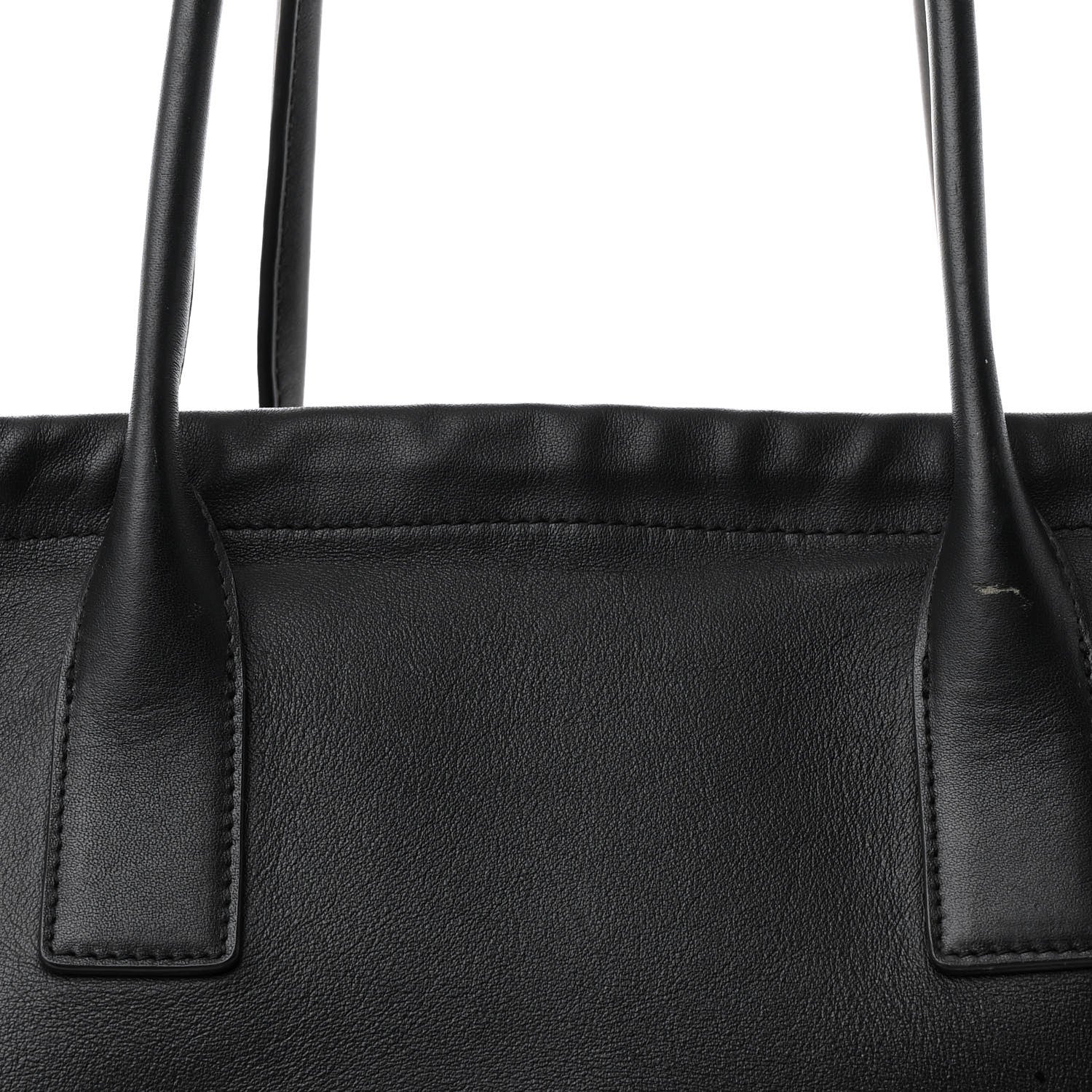 Celine Smooth Calfskin Cuir Triomphe Cabas Drawstring Black 8 of 11