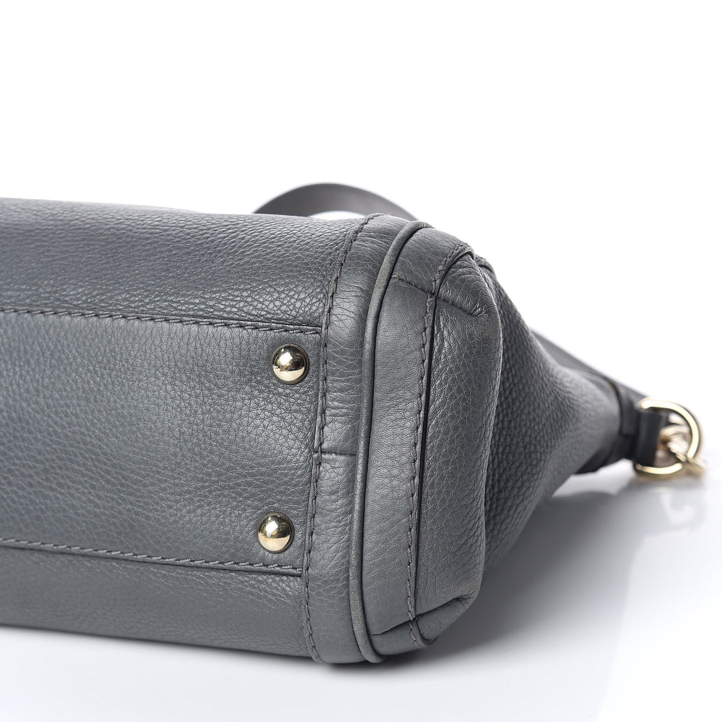 Pebbled Calfskin Small Bella Top Handle Bag Gray