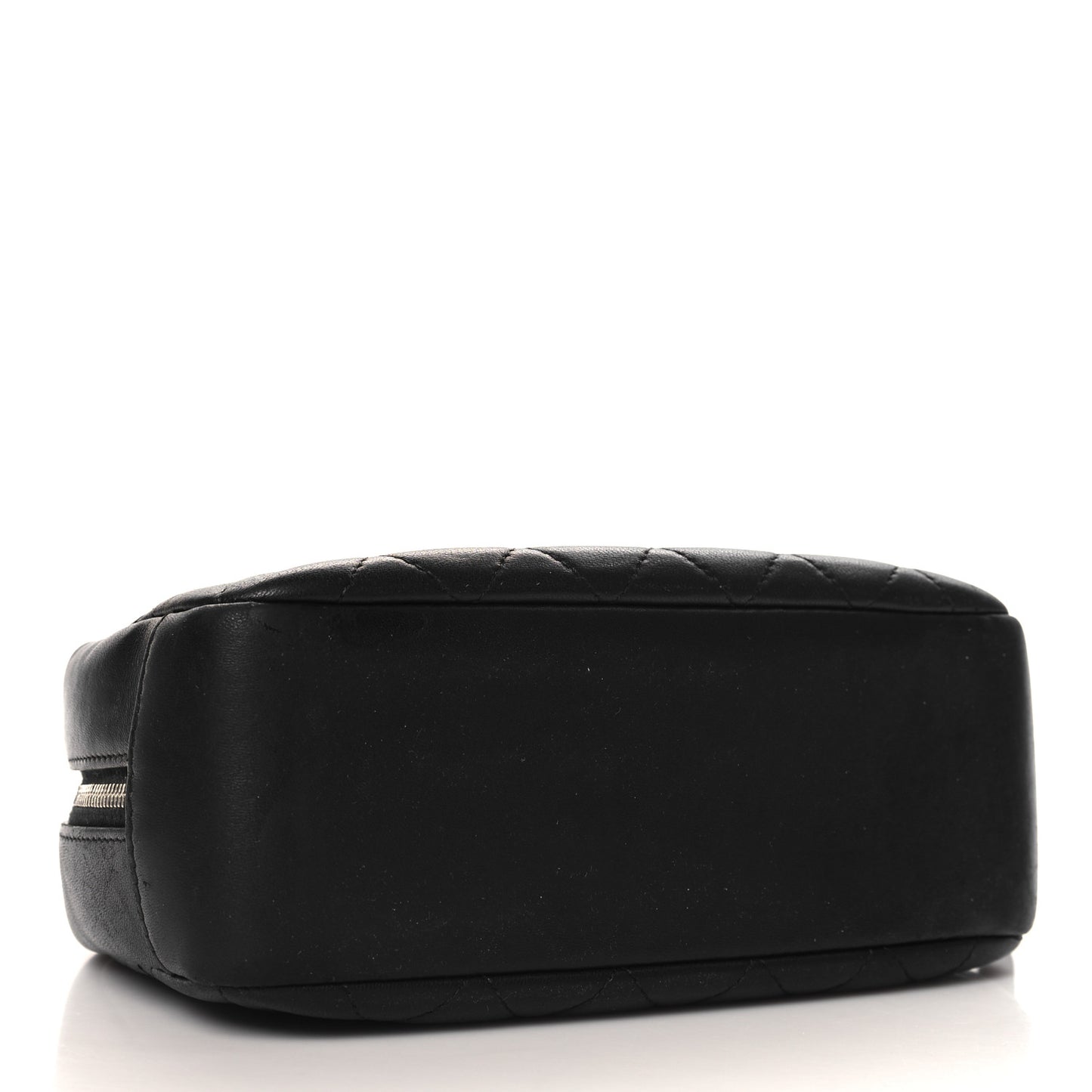 Lambskin Quilted Medium Curvy Pouch Cosmetic Case Black