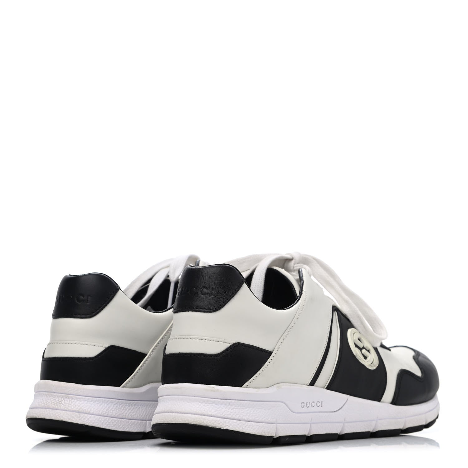 Gucci Calfskin Womens Interlocking G Sneakers 40 Black White 3 of 4