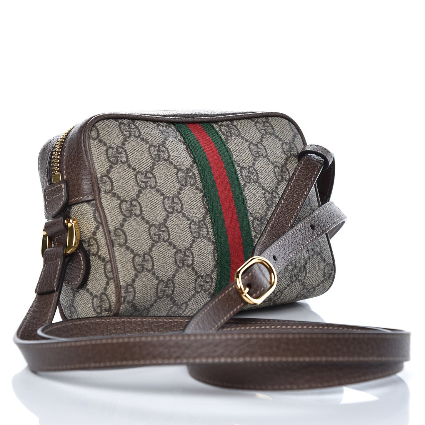 GG Supreme Monogram Web Mini Ophidia Shoulder Bag Brown