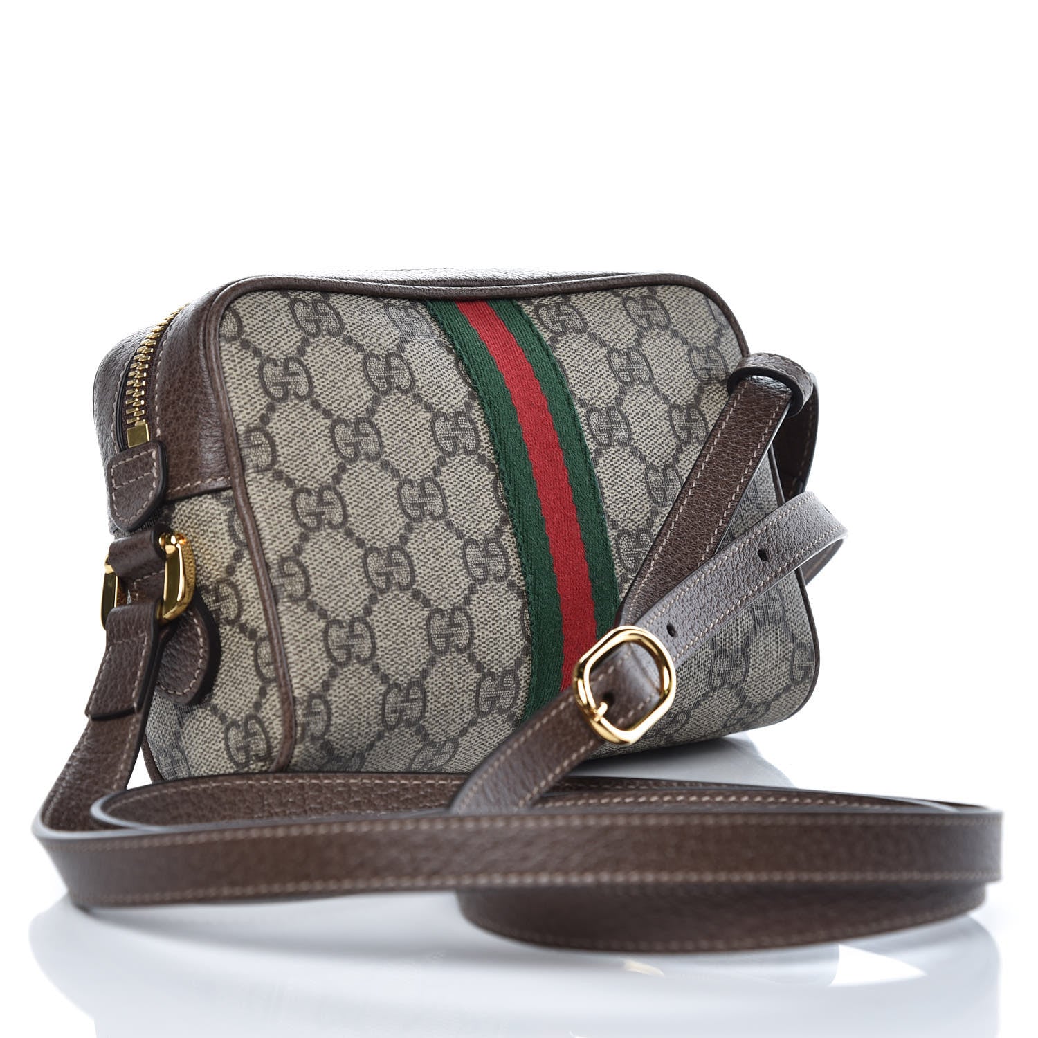 Gucci GG Supreme Monogram Web Mini Ophidia Shoulder Bag Brown 3 of 8
