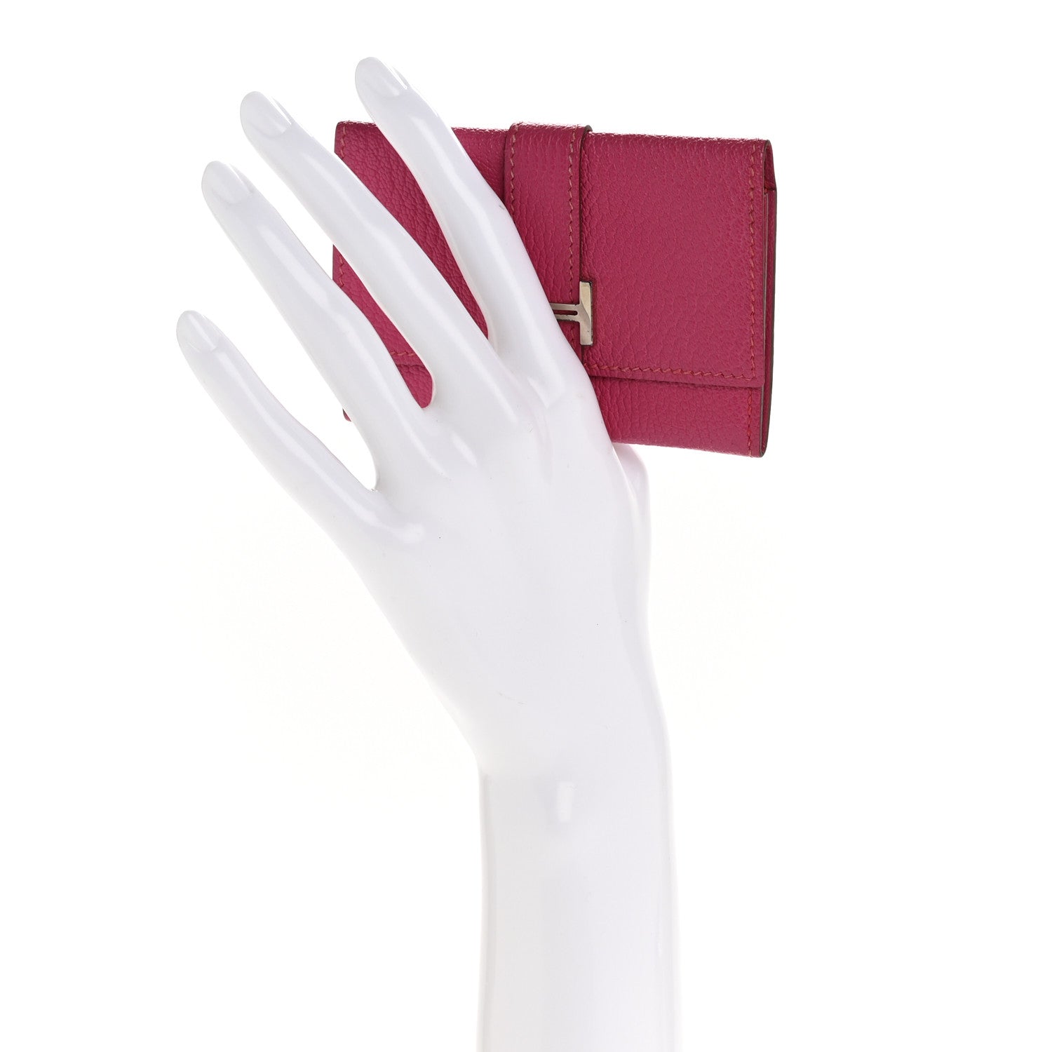Hermes Chevre Mysore Bearn Card Case Wallet Rose Shocking 2 of 10
