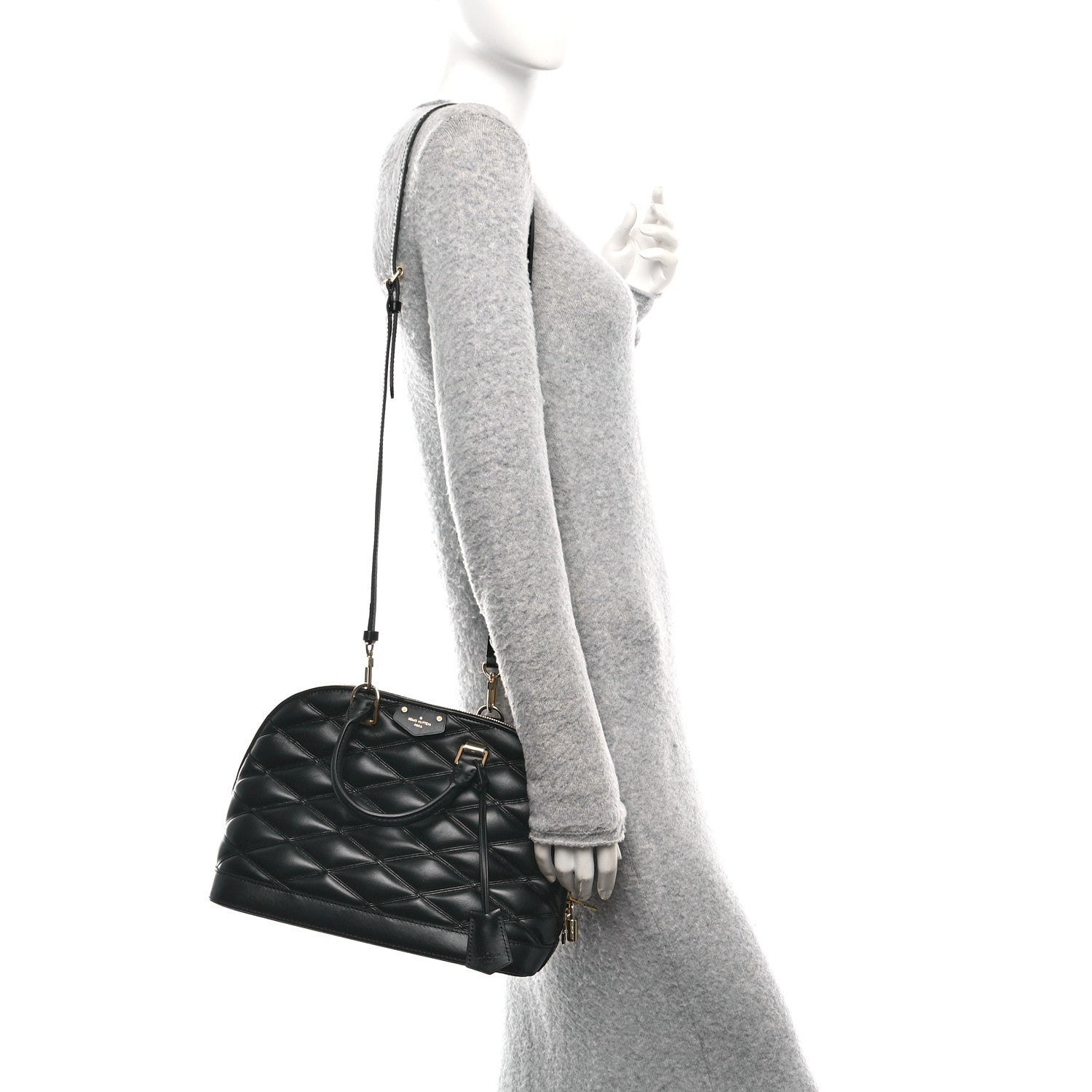 Louis Vuitton Lambskin Studded Malletage Alma PM Black 2 of 10