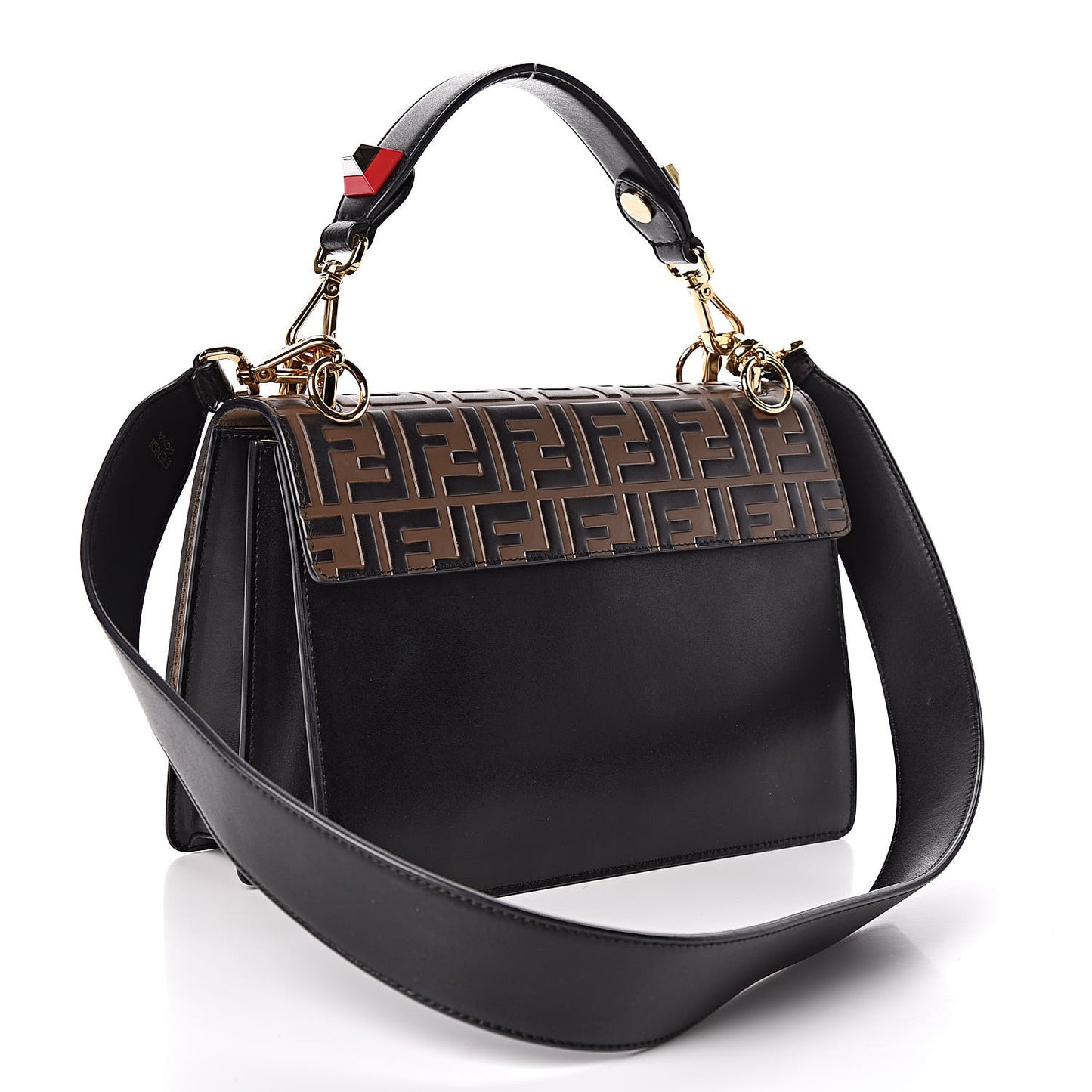 Vitello Liberty Bi-Color FF 1974 Embossed Kan I Shoulder Bag Black Maya