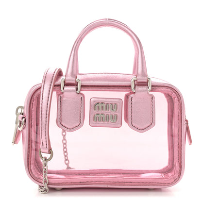 Miu Miu Metallic Nappa Plexi Vinyl Mini Top Handle Crossbody Rosa Mordore 1 of 10