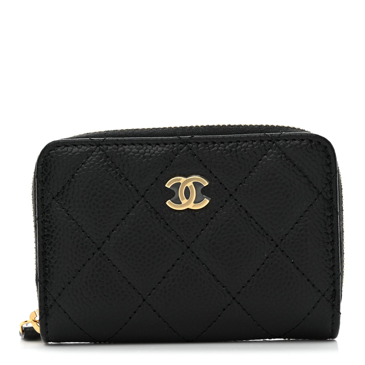Caviar Quilted Zip Coin Purse Black