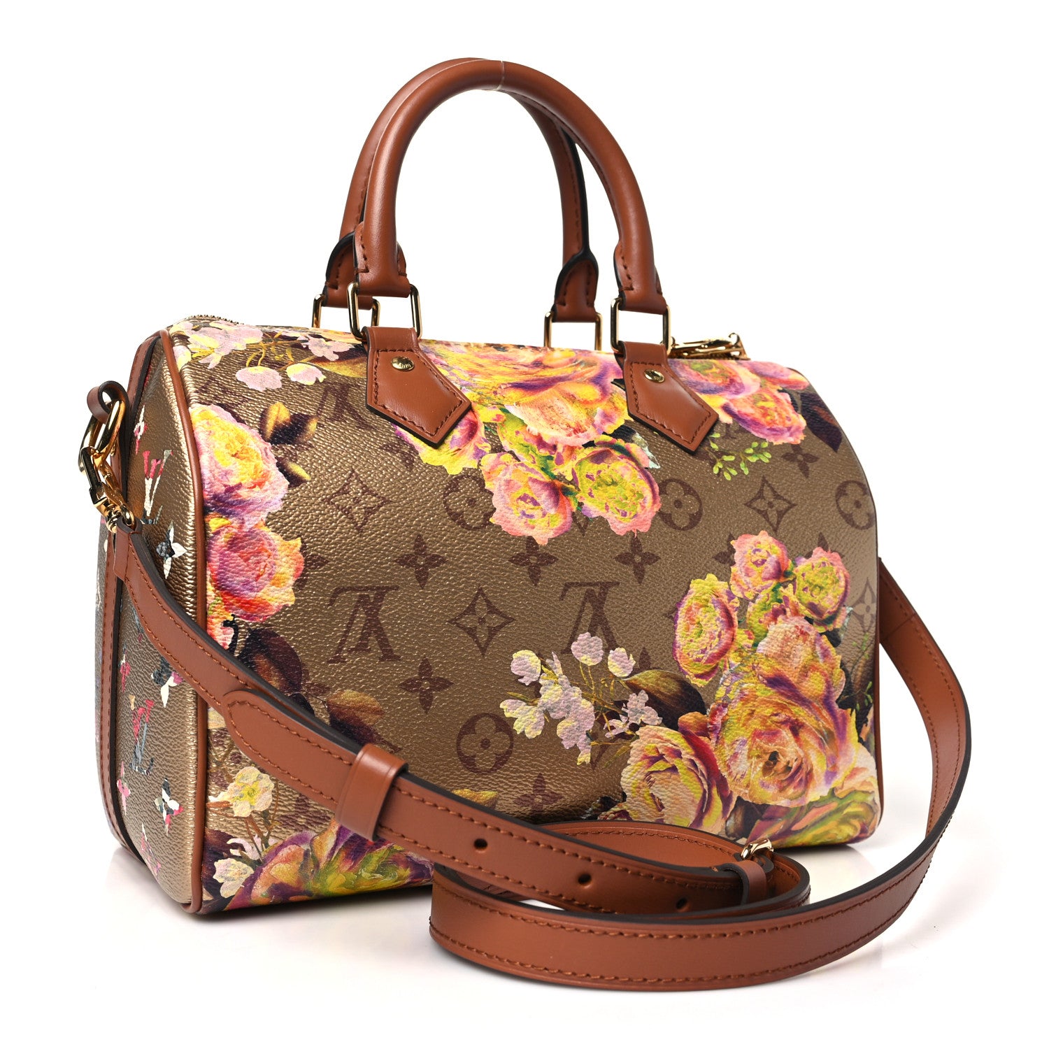 Louis Vuitton Metallic Monogram LV Garden Speedy Bandouliere 25 Gold 3 of 9