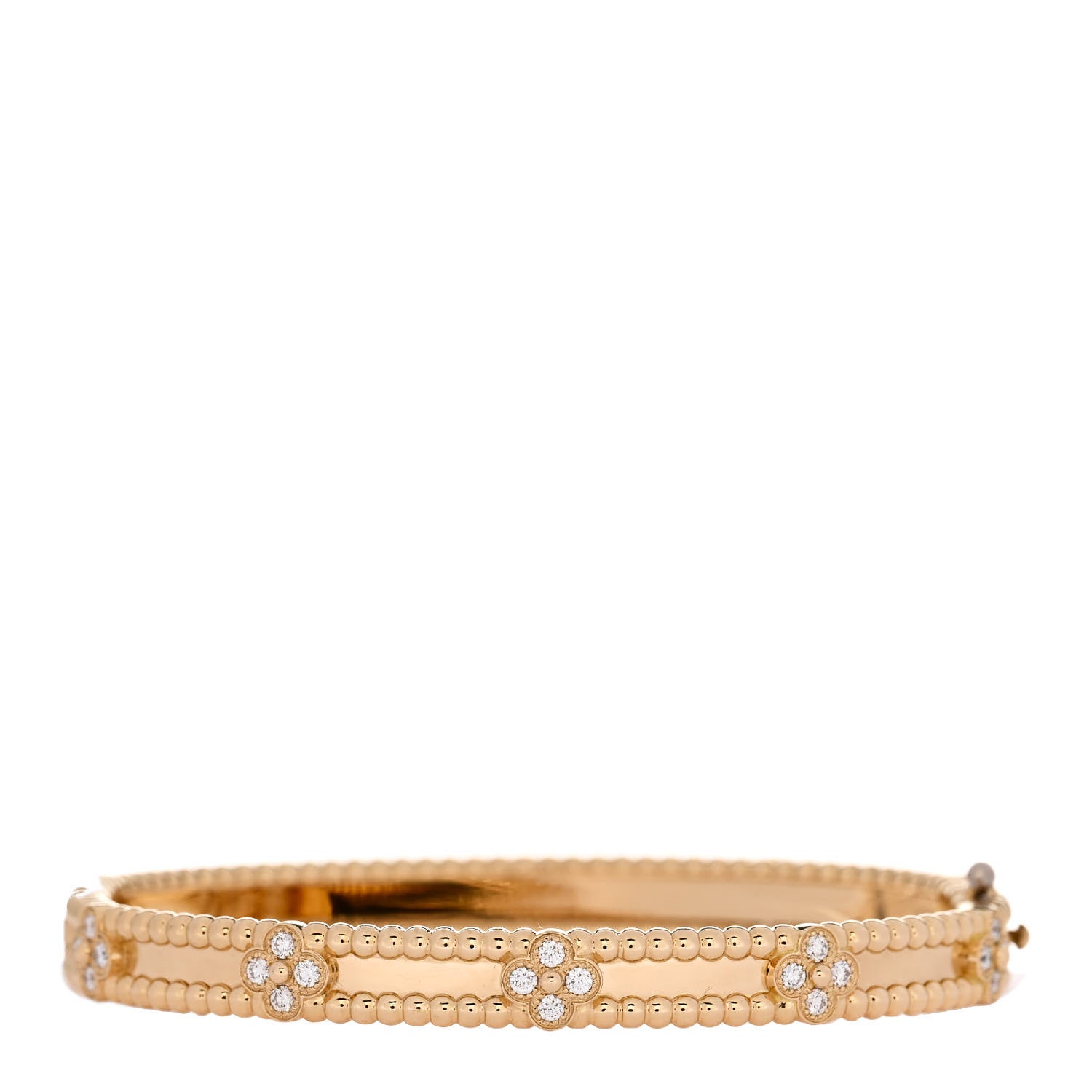 Van Cleef & Arpels 18K Yellow Gold Diamond Perlee Sweet Clovers Bracelet S 2 of 4