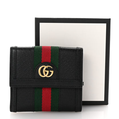 Gucci Textured Calfskin Web Ophidia French Flap Wallet Black 8 of 8