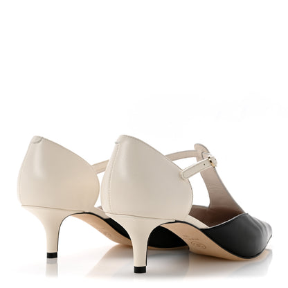 Chanel Lambskin CC Slingback Pumps 39 White Black 5 of 10