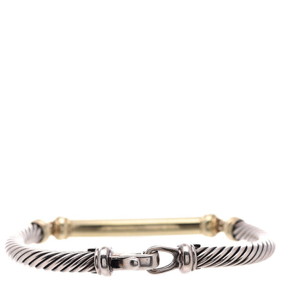 David Yurman Sterling Silver 14K Yellow Gold Diamond 5mm Metro Cable Bracelet 3 of 6
