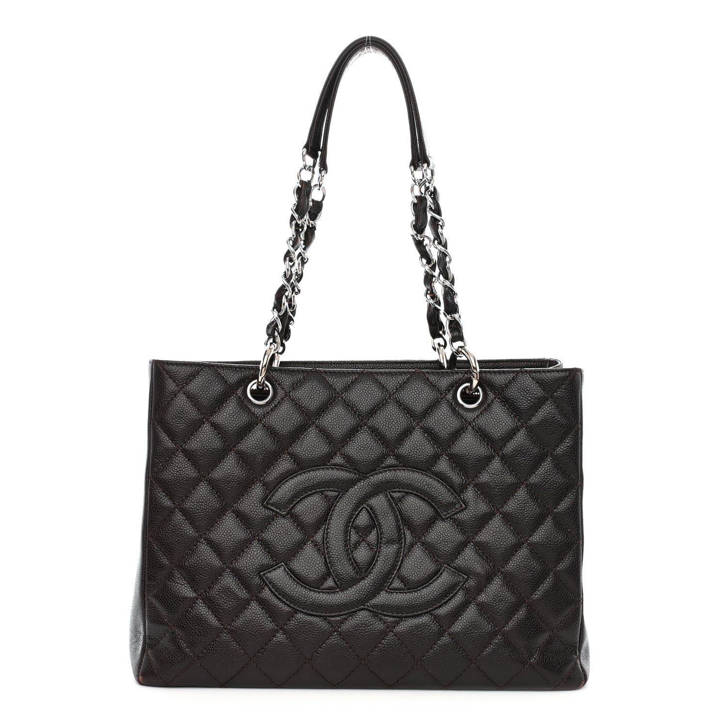 Chanel Caviar Quilted Grand Shopping Tote GST Dark Brown 1 of 11