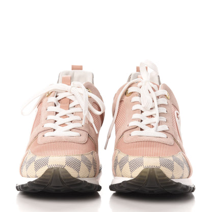 Louis Vuitton Suede Damier Azur Run Away Sneakers 38.5 Pink 2 of 9