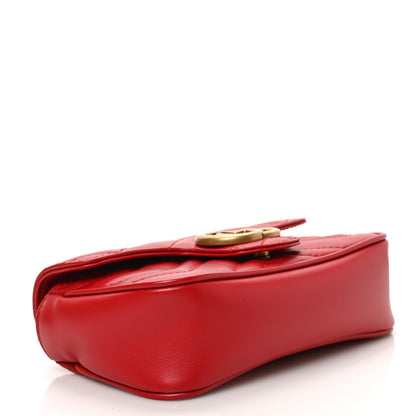 Gucci Calfskin Matelasse Super Mini GG Marmont Shoulder Bag Hibiscus Red 4 of 8