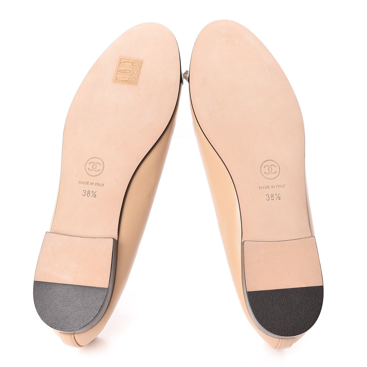 Lambskin Cap Toe Ballerina Flats 38.5 Beige Black