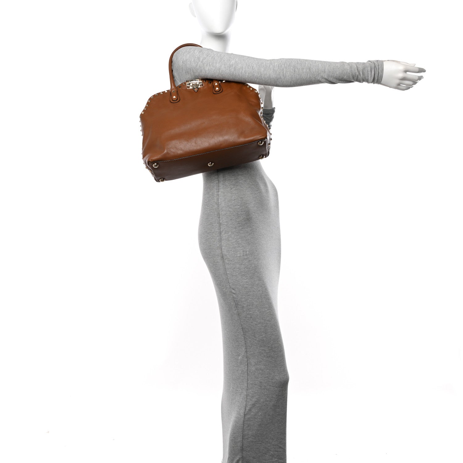 Valentino Garavani Vitello Rockstud Dome Satchel Deep Cuir 2 of 13