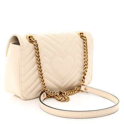 Gucci Calfskin Matelasse Small GG Marmont Shoulder Bag White 3 of 9