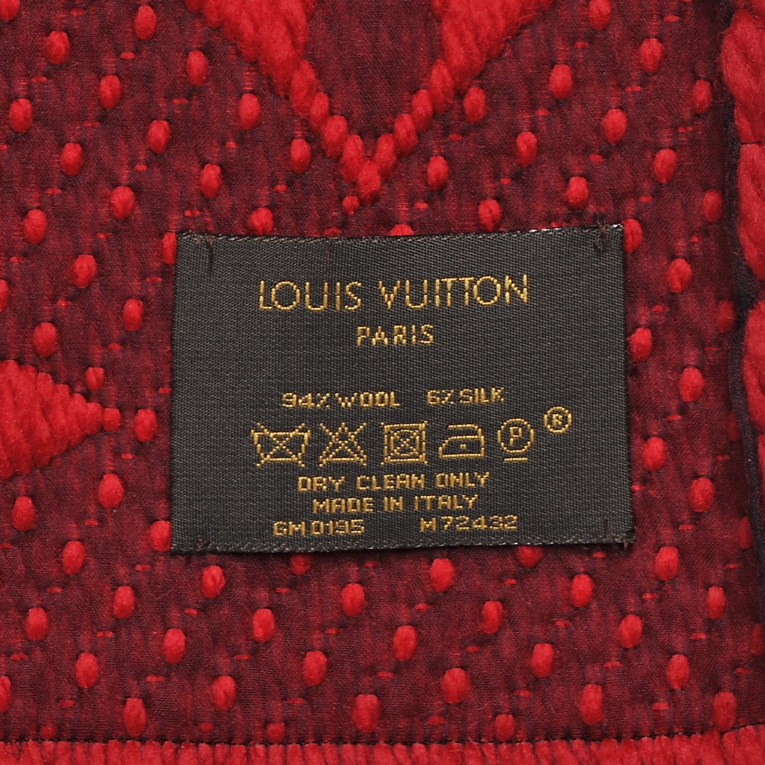 Louis Vuitton Wool Silk Logomania Scarf Rubis 4 of 4